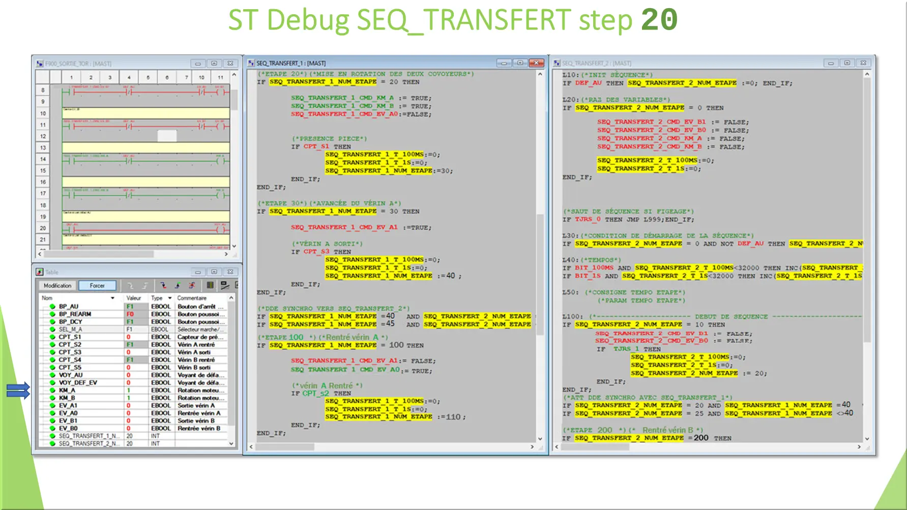 ST Debug SEQ_TRANSFERT step 20